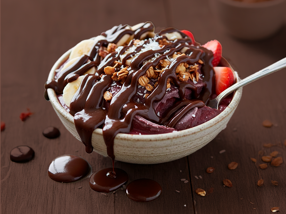 Fotografia ilustrativa Energia e funcionalidade com açaí + chocolate